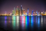 Dubai Marina at night, Dubai.  Architektura Plakat