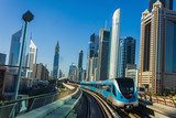 Dubai Metro. A view of the city from the subway car  Architektura Plakat