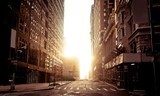 Absolutely empty street in New York early morning  Architektura Plakat
