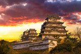 Majestic Castle of Himeji in Japan.  Architektura Plakat