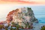 Santa Maria dell'Isola at sunset - Tropea, Calabria, Italy  Architektura Plakat