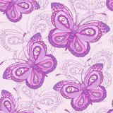 Seamless pattern with butterflies. Colorful background.  Fototapety do Pokoju Dziewczynki Fototapeta