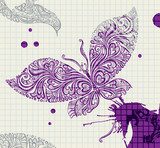 Butterfly purple ink.  Fototapety do Pokoju Dziewczynki Fototapeta