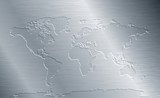 Brushed metal with world map  Mapa Świata Fototapeta