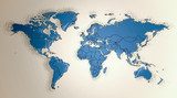 Weltkarte flÃ¼ssig mit Grenzen- blau  Mapa Świata Fototapeta