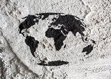 Globe earth idea   on Cement wall texture background design  Mapa Świata Fototapeta