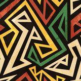 african geometric seamless pattern with grunge effect  Afryka Fototapeta