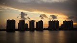 Sunset on condo buildings in Miami, Florida  Fototapety Miasta Fototapeta