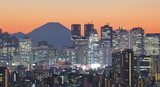 Tokyo cityscape and Mountain Fuji  Fototapety Miasta Fototapeta