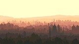 Horizontal illustration of big arab city at sunset.  Fototapety Miasta Fototapeta