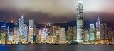Hong Kong skyline at mist over Victoria harbor  Fototapety Miasta Fototapeta