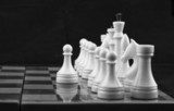 Chess white on black  Czarno Białe Obraz