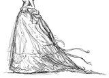 Bridal dress  Drawn Sketch Fototapeta