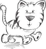 Cute Doodle Sketch Cat Vector Illustration Art  Drawn Sketch Fototapeta