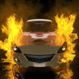 burning brandless sport car  Fototapety do Pokoju Nastolatka Fototapeta