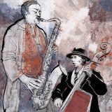 Jazz band on a colorful background  Muzyka Obraz