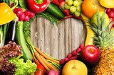 Vegetables and Fruit Heart Shaped  Obrazy do Jadalni Obraz