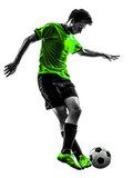 soccer football player young man dribbling silhouette  Plakaty dla Nastolatka Plakat