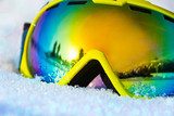 Close up view of ski mask on snow with snowflakes  Plakaty dla Nastolatka Plakat