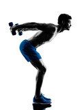 man exercising fitness weights exercises silhouette  Fototapety do Klubu Fitness Fototapeta