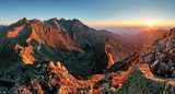 Mountain sunset panorama from peak - Slovakia Tatras  Fototapety Góry Fototapeta