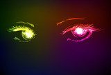 Vector illustration. Women's eyes. Neon sketch. Fototapety Neony Fototapeta