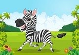 Cartoon adorable zebra  Fototapety do Przedszkola Fototapeta