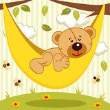 teddy bear on hammock - vector illustration Fototapety do Przedszkola Fototapeta