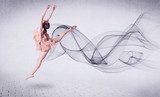Modern ballet dancer performing with abstract swirl Fototapety do Szkoły Tańca Fototapeta