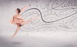 Ballet dancer performing art dance with lines and arrows Fototapety do Szkoły Tańca Fototapeta