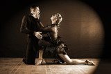 dancers in ballroom isolated on black background Fototapety do Szkoły Tańca Fototapeta
