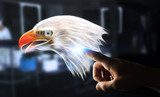 Person touching fractal endangered eagle illustration 3D renderi Zwierzęta Plakat