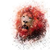 Lion Head watercolor Zwierzęta Plakat