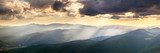 Panoramic View of the  Mountains  with Majestic Sunbeams and Clo Fototapety Góry Fototapeta