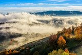 foggy and hot sunrise in Carpathian mountains Fototapety Góry Fototapeta