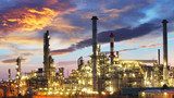 Oil and gas industry - refinery at twilight - factory Industrialne Fototapeta