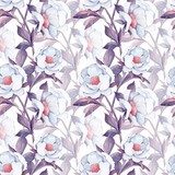 Seamless floral pattern with white flowers. Watercolor painting. Art background 3 Fototapety Pastele Fototapeta