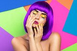 Model in creative image with pop art makeup Obrazy do Salonu Fryzjerskiego Obraz