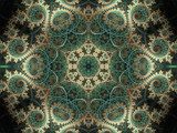 Green and gold fractal spirals, digital artwork for creative gra Abstrakcja Obraz