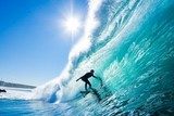 Surfer on Blue Ocean Wave  Sport Plakat