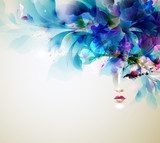 Beautiful abstract women with abstract design elements  Kwiaty Plakat