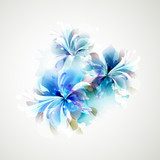 Tender background with blue abstract flowers  Kwiaty Plakat