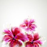 Tender background with growing abstract flowers  Kwiaty Plakat