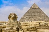 Sphinx and the Great Pyramid in the Egypt  Architektura Plakat
