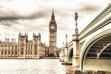The Big Ben, the House of Parliament and the Westminster Bridge  Architektura Plakat