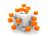 teamwork business concept with green cubes  Fototapety 3D Fototapeta