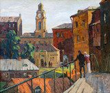 the city landscape of Vitebsk drawn with oil on a canvas  Olejne Obraz