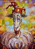 Portrait of the clown in a cap  Olejne Obraz