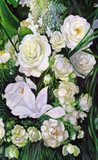 bouquet of white roses, canvas, oil  Olejne Obraz