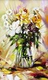 The vase with the flowers drawn by oil on a canvas  Olejne Obraz
